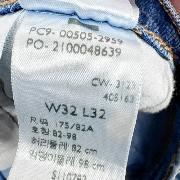 Levis 505 Regular Fit Straight Leg Light Wash Blue Stretch Jeans Mens 32x32 - Picture 9 of 11